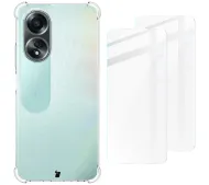 Bizon elastyczne etui + 2x szkło hartowane Clear Pack do Oppo A58 4G