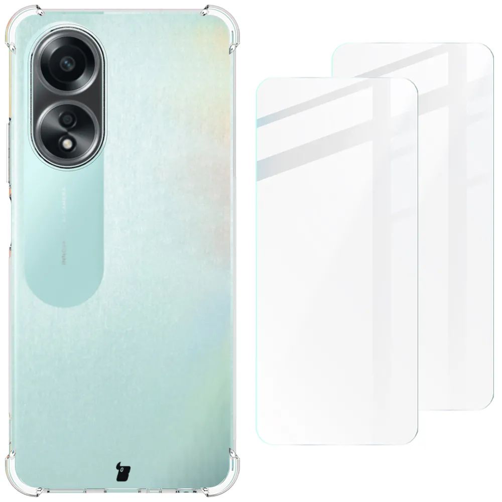 Bizon elastyczne etui + 2x szkło hartowane Clear Pack do Oppo A58 4G