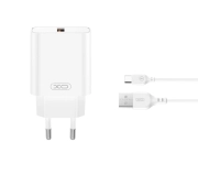 XO CE33 USB-A 18W Biały + kabel USB-A do USB-C