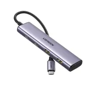 UGREEN CM473 USB-C Do 2X USB-A 2X USB-C Szary