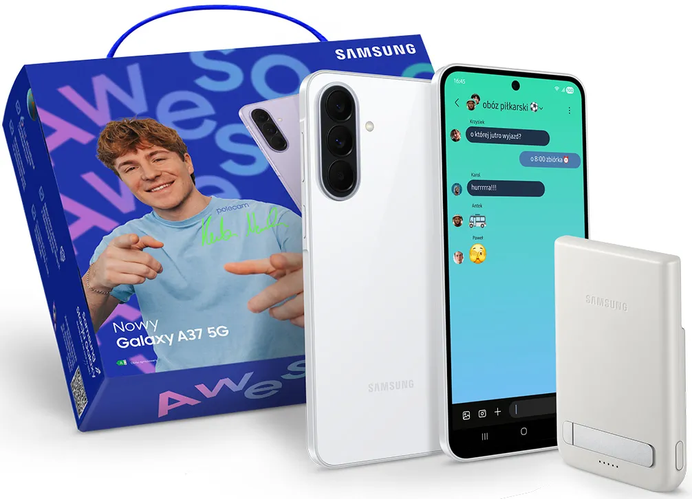 Samsung Galaxy A37 5G 8/256GB 6,7" 120Hz 50Mpix Biały + Powerbank Samsung Qi2 Magnet 5000mAh + Opakowanie prezentowe