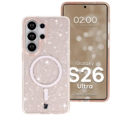 Bizon Case SparklO do Galaxy S26 Ultra Przezroczysto-Jasnopomarańczowe Z Brokatem