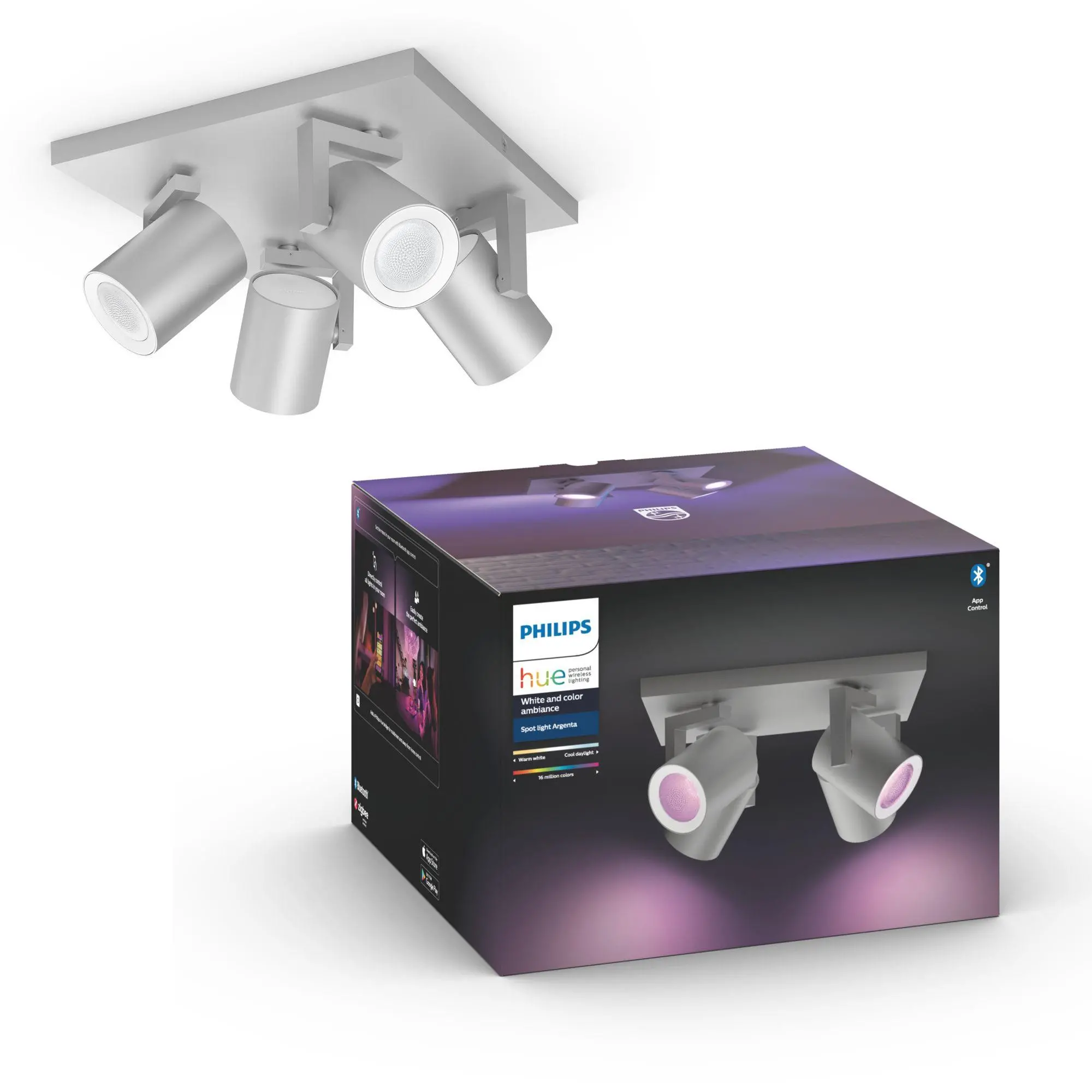 Philips Hue White and Colour Ambiance Argenta Quadruple Srebrny