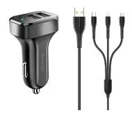 USAMS King Tu C13 2x USB kabel Czarny