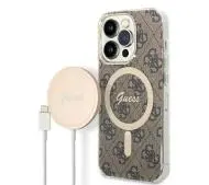 Guess GUBPP14LH4EACSW ładowarka indukcyjna + etui 4G Print MagSafe do iPhone 14 Pro