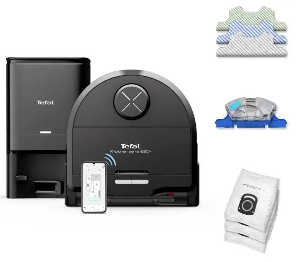 Tefal X-Plorer S220+ RG9495WH Funkcja mopowania Stacja oczyszczająca Tworzenie mapy pomieszczenia 70dB