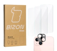 Bizon 3x szkło + szybka na aparat Clear 2 Pack do iPhone 15
