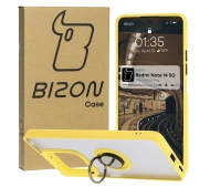 Bizon z uchwytem na palec Hybrid Ring do Xiaomi Redmi Note 14 5G Przydymione z żółtą ramką