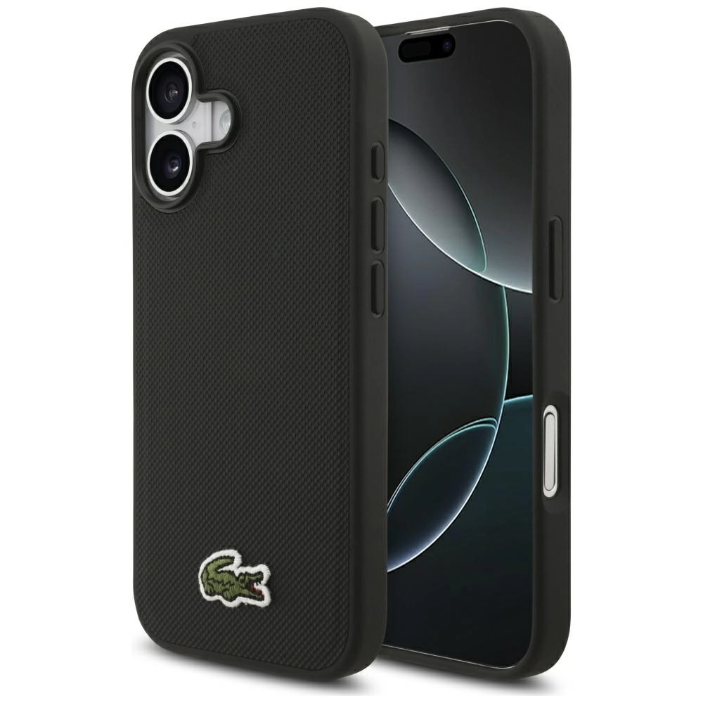 Lacoste Iconic Petit Pique Woven Logo MagSafe do iPhone 17 Czarny