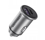 Vention 12-24V USB-A USB-C 30W PD Szary