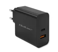 Qoltec 52380 Super Quick PD USB-A USB-C 65W Czarny