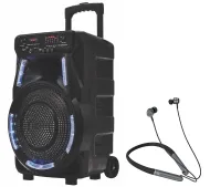 Manta SPK5033 40W Bluetooth Radio FM Mikrofon Karaoke Czarny + Słuchawki MNH02