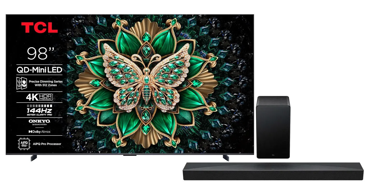 TCL 98C6K 98" QD-Mini LED 4K 144Hz Google TV Dolby Vision IQ Dolby Atmos HDMI 2.1 DVB-T2 + Soundbar TCL Q65H