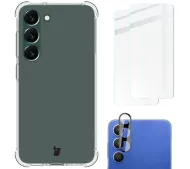 Bizon elastyczne etui + 2x szkło hartowane + szkło na aparat Clear Pack do Galaxy S23 Plus