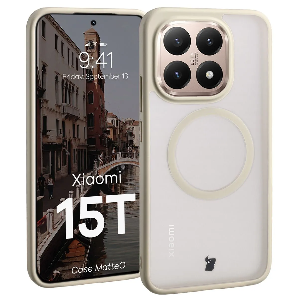 Bizon MatteO do Xiaomi 15T Półprzezroczyste z beżową ramką