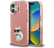 Karl Lagerfeld IML Aquarelle Choupette & Logo do iPhone 16 Różowy