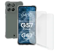 Bizon elastyczne etui Salpa + 2x folia na ekran Clear Pack do Motorola Moto G67 Power / G57 Power