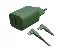Hune Eco USB-A USB-C 20W Zielony + Kabel USB-C-Lightning 1,2m
