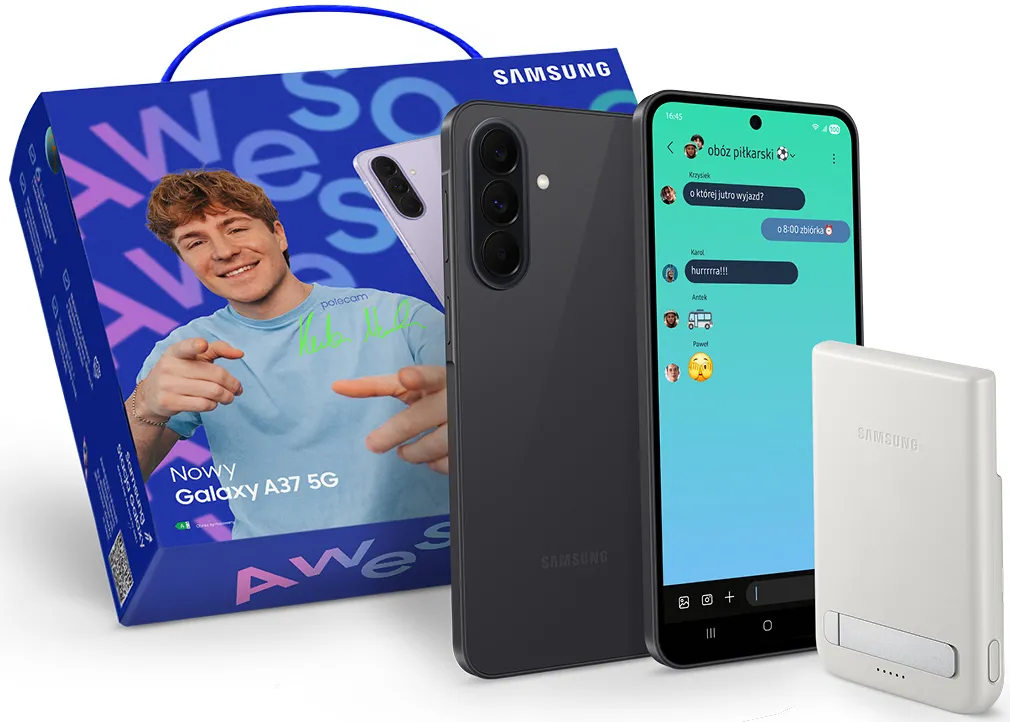 Samsung Galaxy A37 5G 8/256GB 6,7" 120Hz 50Mpix Szary + Powerbank Samsung Qi2 Magnet 5000mAh + Opakowanie prezentowe