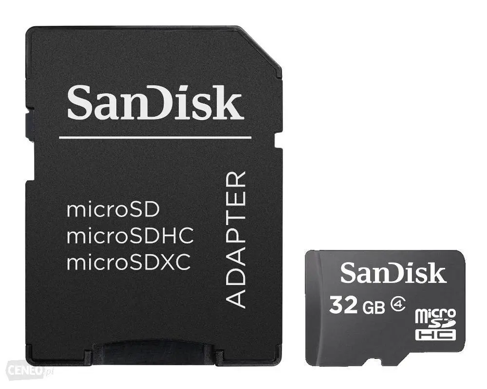 SANDISK microSDHC 32GB Class 4 + adapter SD miniaturka