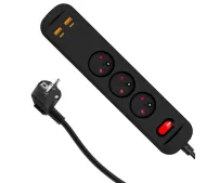 Duwi SQUALL 2x USB-A 2x USB-C 3 gniazda 1,4m Grafitowy