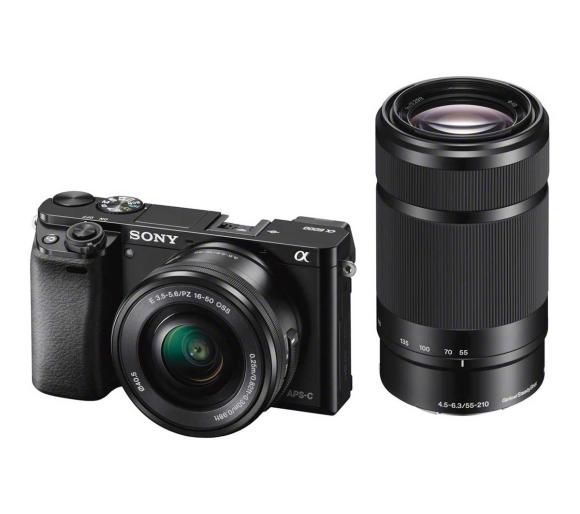 aparat z wymienną optyką Sony Alpha a6000 (ILCE-6000Y) + 16-50 mm + 55-210 mm (czarny)