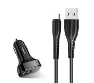 USAMS King Tu C13 2x USB kabel microUSB Czarny