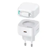 USAMS CC209TC02 USB-C ze zwijanym kablem Lighning 35W Biały