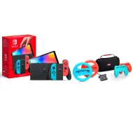 Nintendo Switch OLED Czerwono-niebieski + Zestaw akcesoriów Trust GXT 1249 7w1