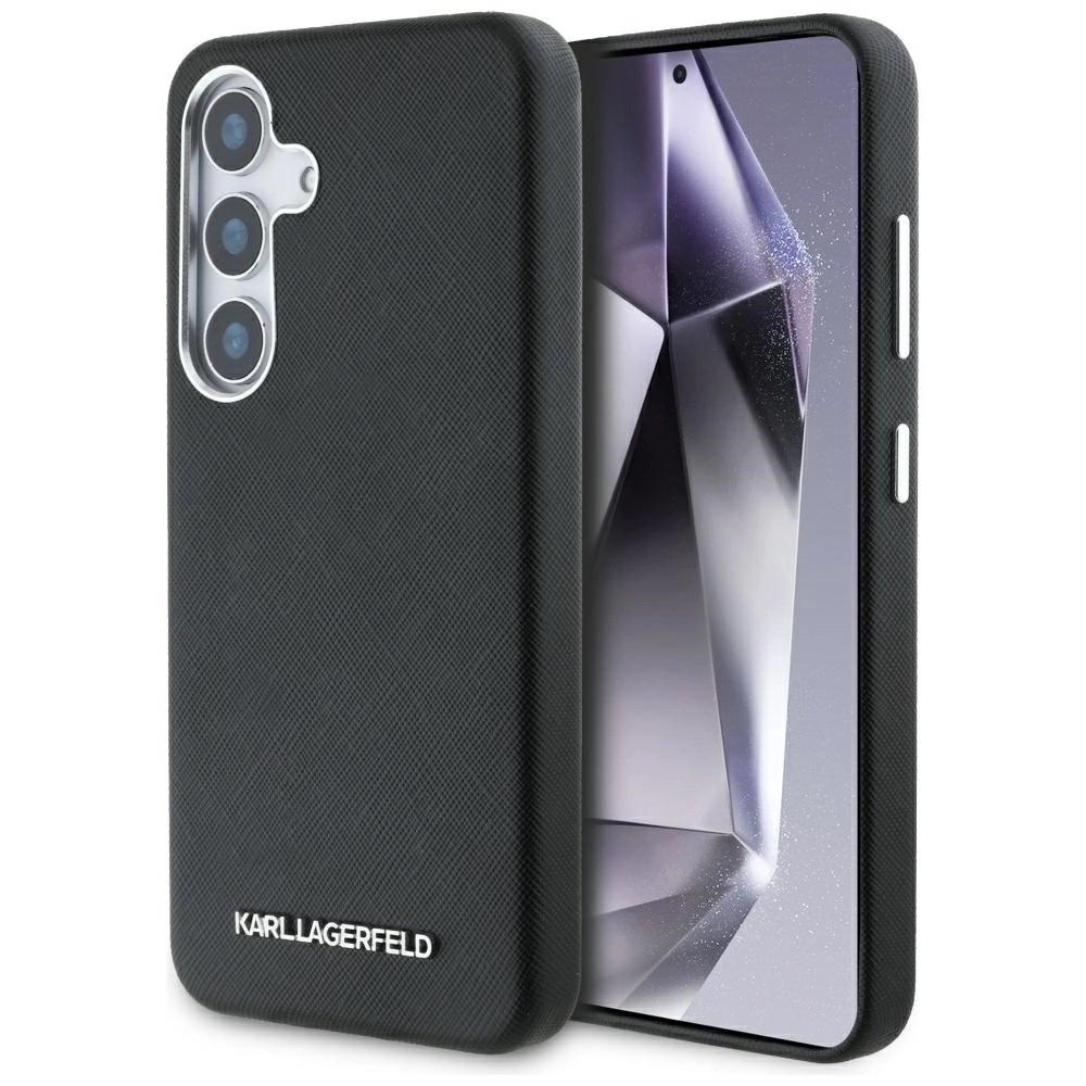 Karl Lagerfeld Saffiano Full Wrapped Elongated Metal Logo MagSafe do Galaxy S25 Plus Czarny