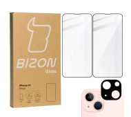 Bizon 2x szkło hartowane + ochrona na obiektyw iPhone 13 czarne
