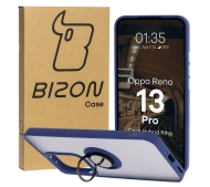 Bizon z uchwytem na palec Hybrid Ring do Oppo Reno13 Pro przydymione z Granatową ramką