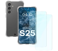 Bizon elastyczne etui Salpa + 2x szkło hartowane Clear Pack do Galaxy S25