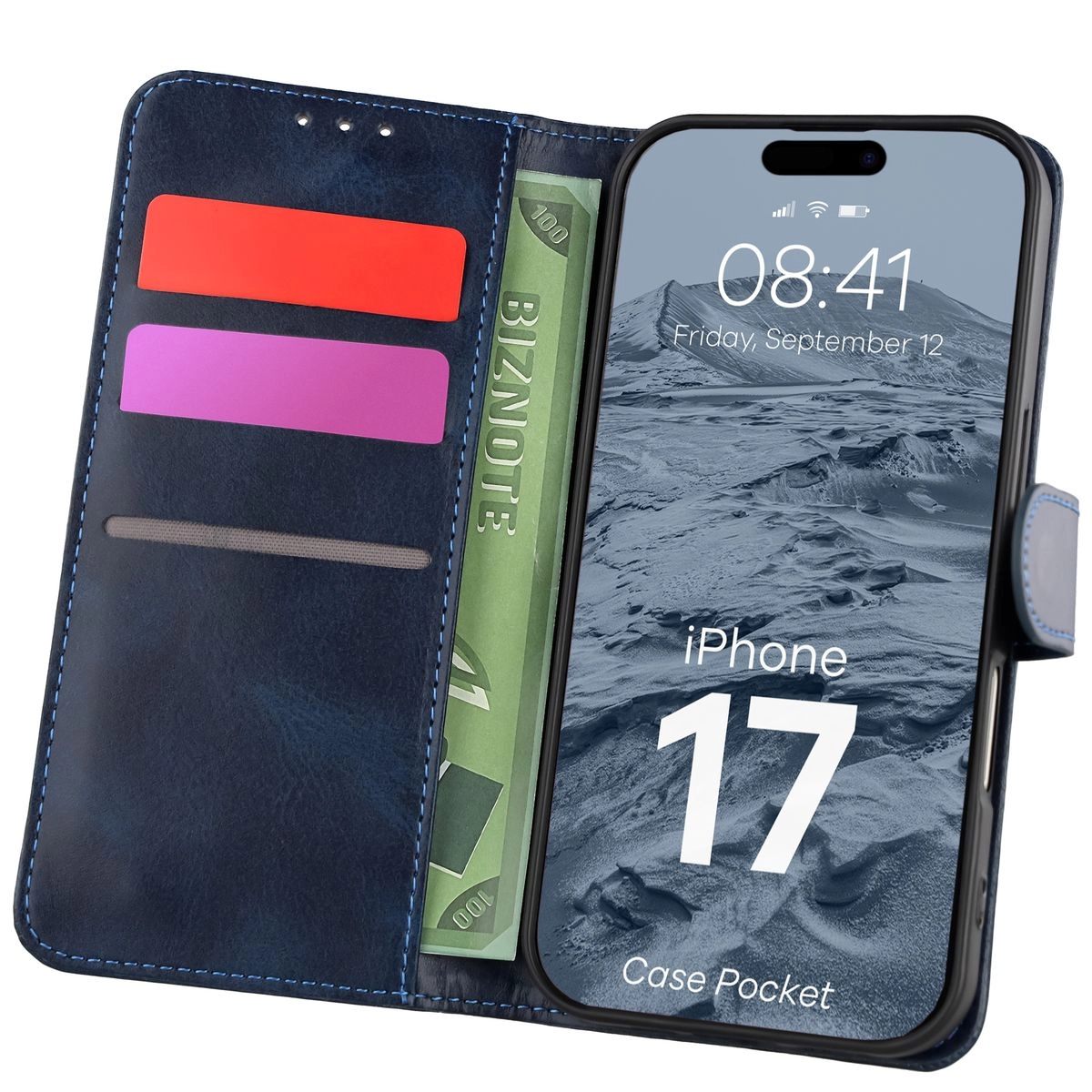 Bizon z klapką Pocket do Apple iPhone 17 Granatowy