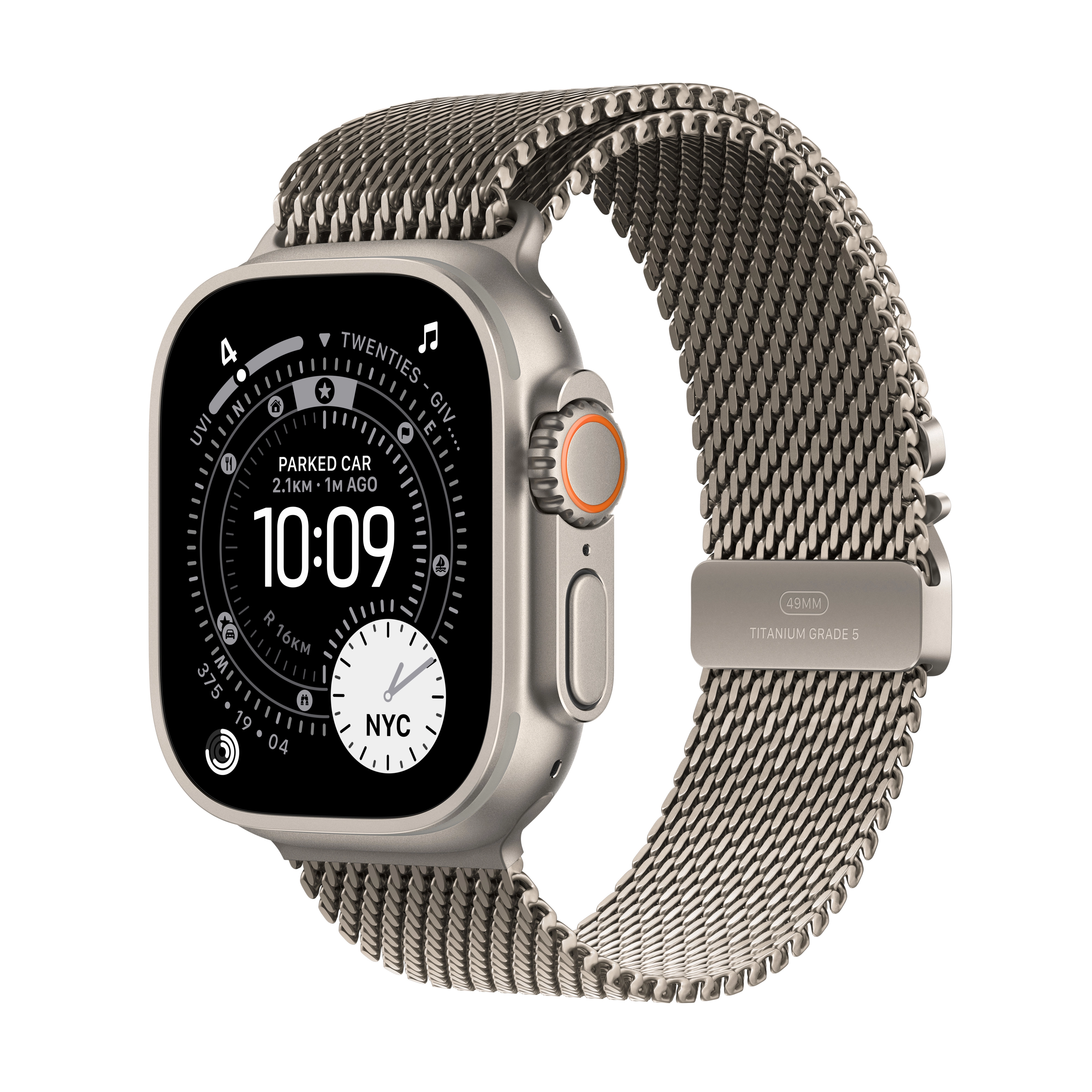 Apple Watch Ultra 3 GPS + Cellular koperta z natural tytanu Szary 49mm Bransoleta mediolańska z natural tytanu Rozmiar M