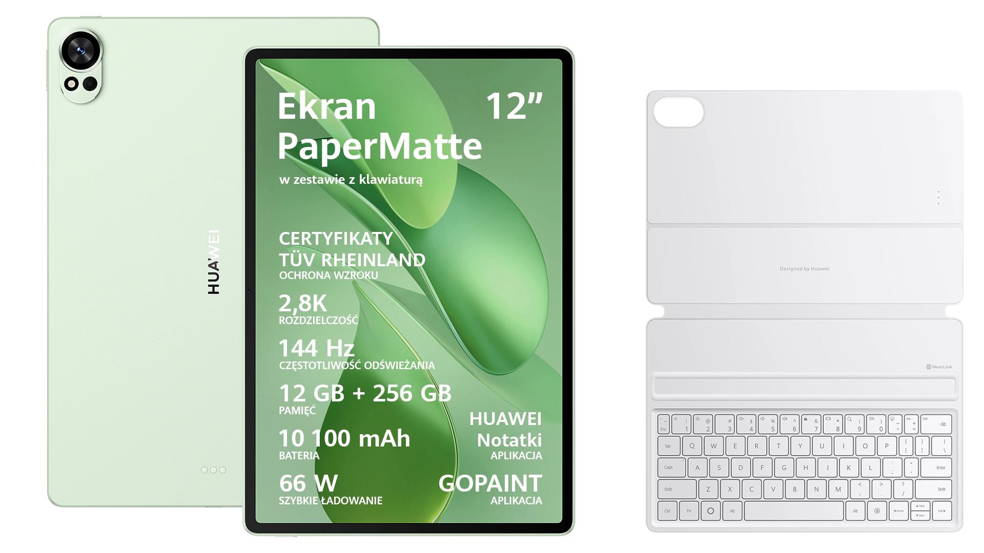 Huawei MatePad PaperMatte Edition 12X 2025 12" 12/256GB Wi-Fi Zielony + klawiatura Biały