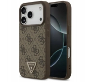 Guess Leather 4G Triangle Strass MagSafe do iPhone 17 Pro Brązowy