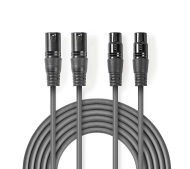 Nedis COTH15030GY15 2x XLR 3-Pin 1,5m Srebrny