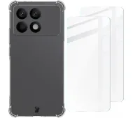 Bizon elastyczne etui + 2x szkło hartowane Clear Pack do Xiaomi Poco F6 Pro