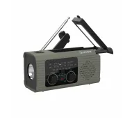 Hawk Expedition R10 Na korbkę, Solarne, Latarka, Radio FM Szary