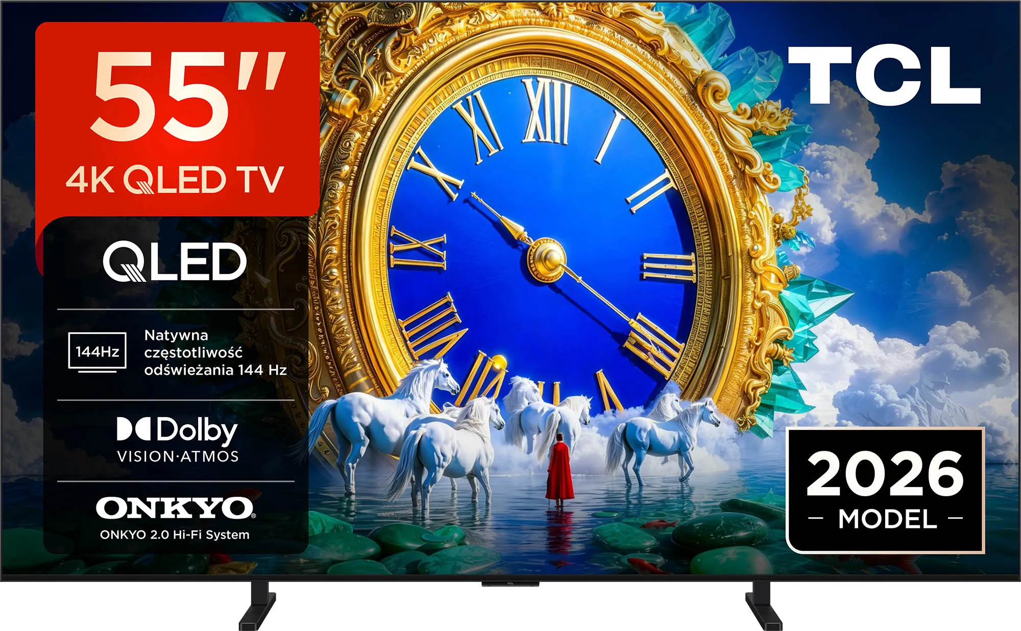 TCL 55A400 55" QLED 4K 144Hz Google TV Funkcje AI Dolby Vision Dolby Atmos DTS-X HDMI 2.1 DVB-T2
