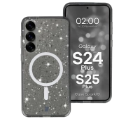 Bizon Case SparklO do Galaxy S25 Plus / S24 Plus Przezroczysto-czarny Z Brokatem
