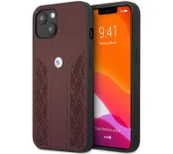 BMW Leather Curve Perforate do iPhone 13 Mini Czerwony