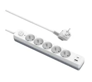 Duwi 34095 PD20 USB-A USB-C 5 gniazd 2m Biało-szary