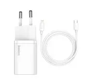 Baseus TZCCSUP-B02 Super Si Quick Charger 1C 20W + kabel USB-C do Lightning 1m Biały