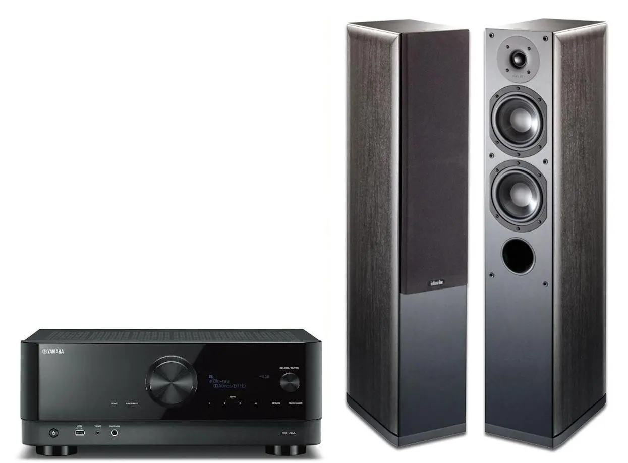 Yamaha MusicCast RX-V6A Czarny, Indiana Line Nota 550 X Czarny dąb