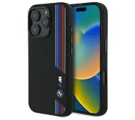 BMW Silicone Cut Tricolor Lines MagSafe do iPhone 16 Pro Max Czarny