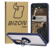 Bizon z uchwytem na palec Hybrid Ring do Motorola Moto G35 5G Przydymione z granatową ramką