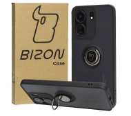 Bizon z uchwytem na palec Hybrid Ring do Xiaomi Redmi 13C / Xiaomi Poco C65 Przydymione z czarną ramką