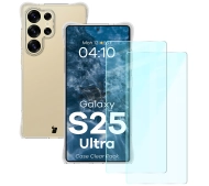 Bizon elastyczne etui Salpa + 2x szkło hartowane Clear Pack do Galaxy S25 Ultra